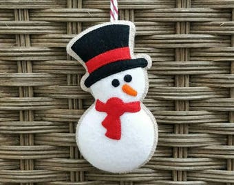 Cute felt christmas snowman ornament