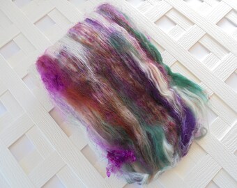 SLEDDING IN FLAGSTAFF Textured Art Batts, Chunky Art Batts, Spinning Batts, Merino Wool, Superwash bfl, silk, Kid Mohair Locks, Spinning