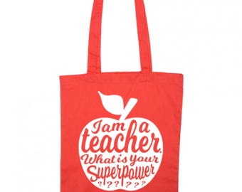 Teacher tote bag RED | Teacher gift idea | Teacher bag appreciation gift | Gift for teacher | National teacher day | Shopping tote bag