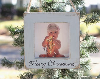 Grandparent Ornament Gift Holiday Family, Merry Chirstmas Grandparents, Baby, Hand Stamped