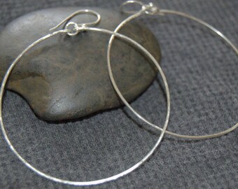 silver drop hoop earrings, dangle hoop earrings, sterling silver dangle hoops, minimalist earrings, everyday earrings, silver hoop earrings