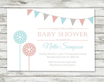Baby Shower invitation couples - boy or girl Digital Download
