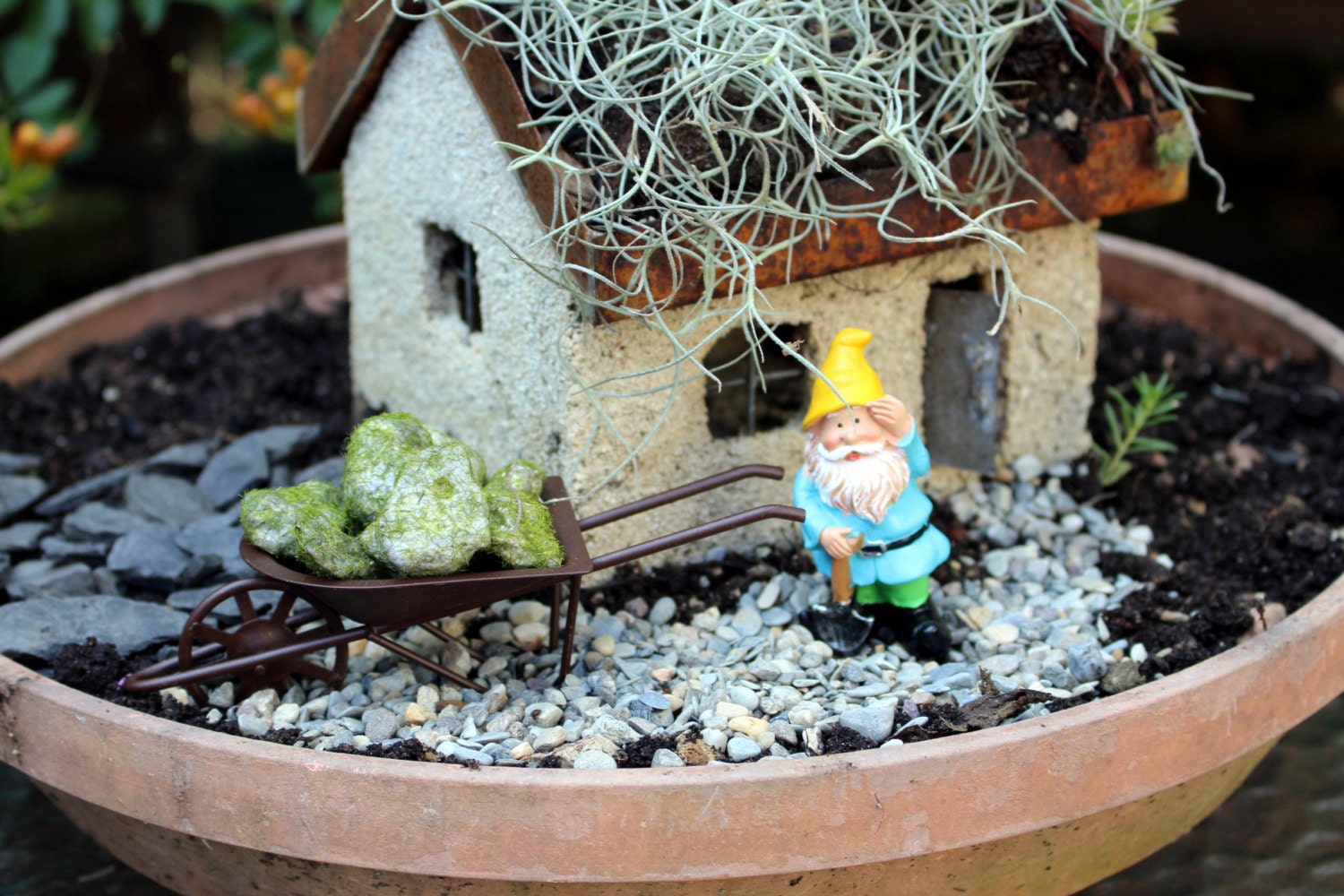 Miniature moss covered rocks-Faux moss rocks-Faux rocks-small