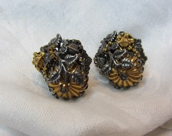 Miriam Haskell Art Nouveau Style Screw Back Earrings