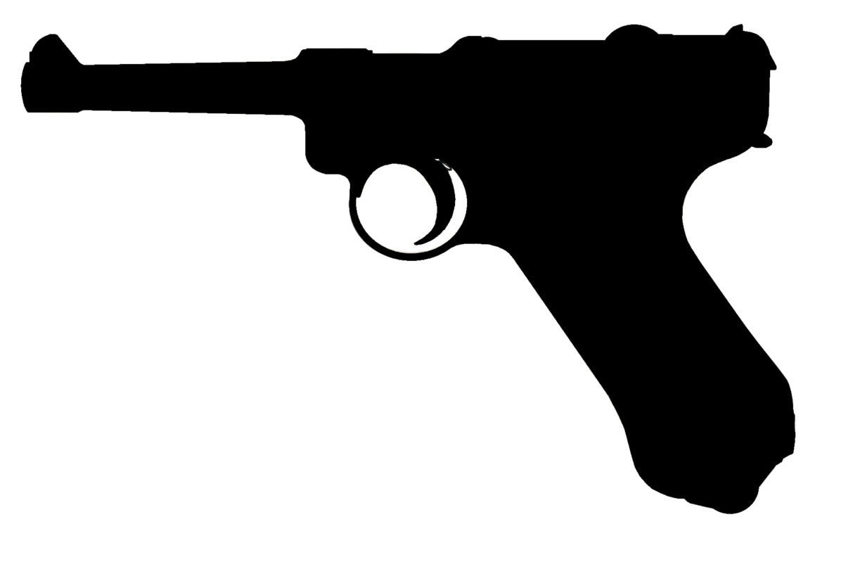 Luger pistol silhouette gun sticker no background. About