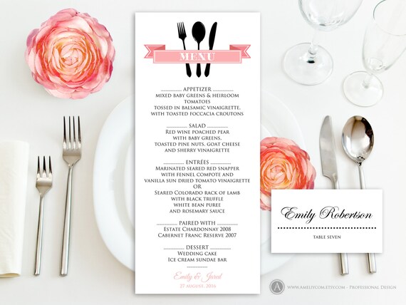 free printable dinner menu