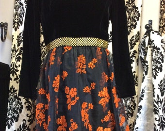 1950's black and orange skater dress
