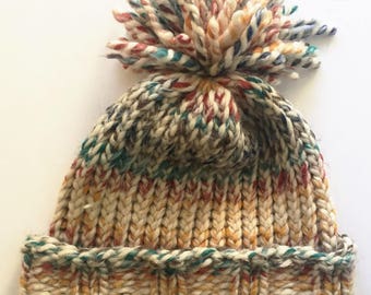 Rainbow Pom Pom Beanie