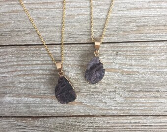 Purple Druzy Necklace Druzy Pendant Gold Edged Druzy Agate Drusy Necklace Electroplated Druzy Stone Druzy Jewelry Gemstone Necklace