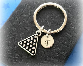 Initial keychain - Personalised pool player gift - Snooker keychain - Pool keyring - Stocking filler - Stocking stuffer - Etsy seller