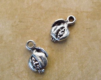 25%OFF Greek Mykonos Casting Metal Pomegranate Bead Charm Pendant Silver Plated Beach jewelry craft supplies (2 pieces)