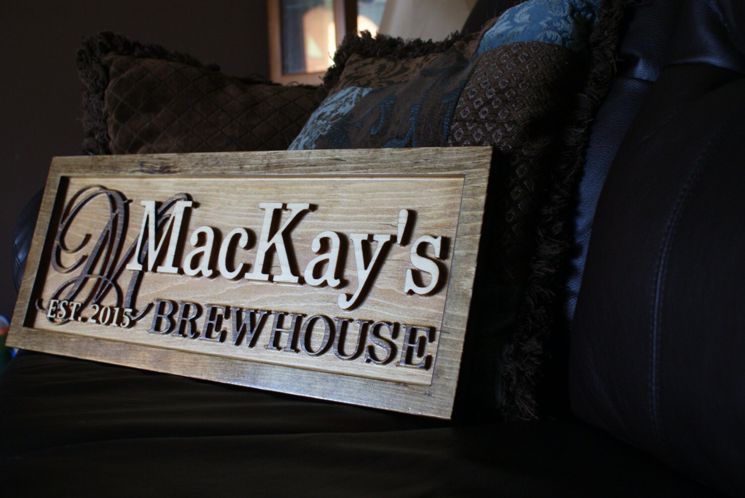 Personalized Bar Sign Rustic Custom Carved Wooden Pub Sign