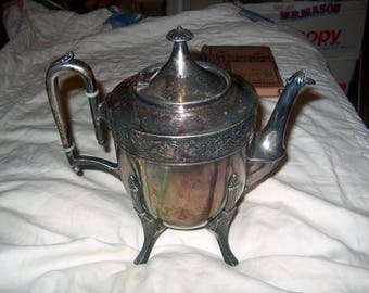 Antique Vintage Silverplate Teapot on 4 Feet