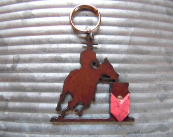 Barrel Racing Keychain, Barrel Racing Horse, Running Horse, Horse Lover Gift, Horse Keychain, Cowgirl Keychain, Rodeo Jewelry, Horse Gift