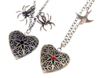 Heart Necklace, Heart Locket, filigree jewelry