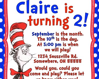 Birthday Invitations - Dr. Seuss - The Cat in the Hat