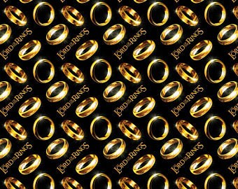 LOTR Fabric / The Hobbit Fabric / Lord of The Rings Fabric Rings Digitally Printed / Camelot 23220103J 1 Fabric By The Yard, Fat Quarters