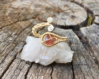 Pink Tourmaline 14ct. Goldfill and Sterling Silver Wrap Ring
