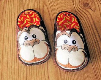 Monkey Bedroom Slippers, Kids Slippers, House Slippers, Made to Order