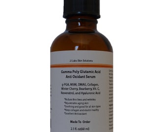 Anti Oxidant Serum with Gamma Poly Glutamic Acid, MSM, DMAE, Collagen, Hyaluronic Acid, 2.3 oz