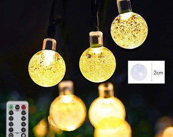 Globe String Lights, 20ft String Lights 30 LED Battery Operated with Remote for Bedroom, Famirosa Crystal Ball Patio, 4 colors available