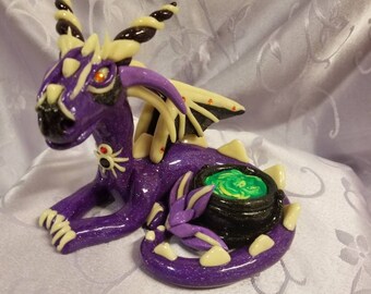 Halloween glow in the dark Polymer clay Dragon #21