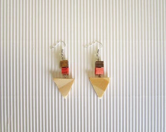Wooden Earrings Triangle Handmade