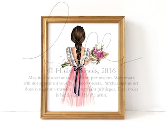 Bouquet (Choose your hair color, Fashion Illustration Print)