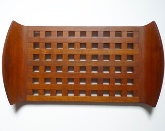 Vintage Dansk Tray, Dansk, Basket Weave, Teak Tray, Dansk, Denmark, JHQ, Lattice Tray, Serving Tray