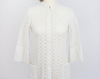 Vintage 1970's Teddi of California Polyester Crochet Jacket/Shirt