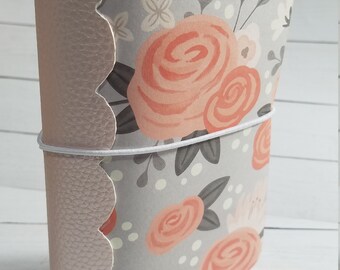 Peach Floral Pocket Sized Traveler's Notebook Cover