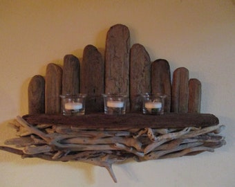 Driftwood Shelf - Air Plant Holder - Candle Holder - Picture Holder - Succulent Holder - Wall Decoration "Nautical Viking Style"