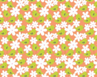 SALE...Birds and Flowers By David Walker fabric design. One yard.