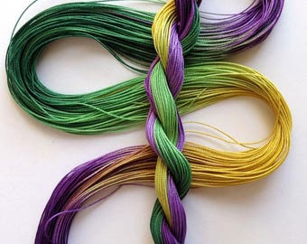 Size 20 "Mardi Gras" hand dyed thread 6 cord cordonnet tatting crochet cotton