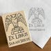 Owl on books ex libris stamp, bookplate stamp, from the library stamp, personalized stamp, owl stamp, bird stamp, owl and books stamp