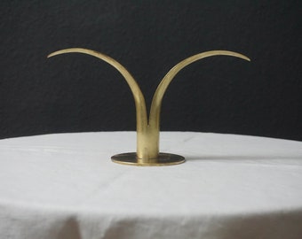 Mid Century Modern Swedish Ystad Metall Lily Single Candle Holder