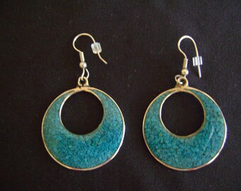 Alpaca Turquoise Hoop Earrings