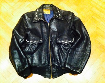 VINTAGE ULTRA RARE Grais Rockabilly,50s,Biker, Hot Rod Leather Jacket. Free shipping !