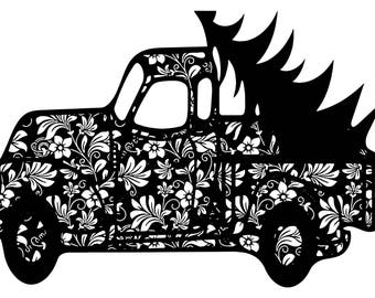 Zentangle Christmas tree truck