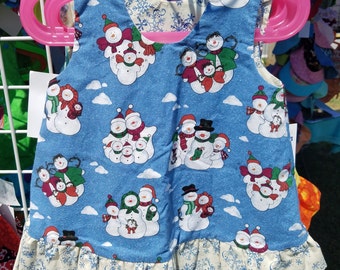 Reversible Jumper 18 Months or 1T Snowman and Snowflakes with ruffle