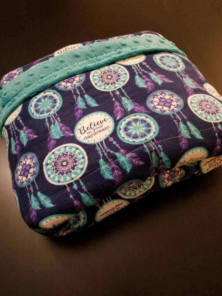 Weighted Blanket, 20 Pound, Dreamcatcher, Teal Minky, 40x70, READY TO