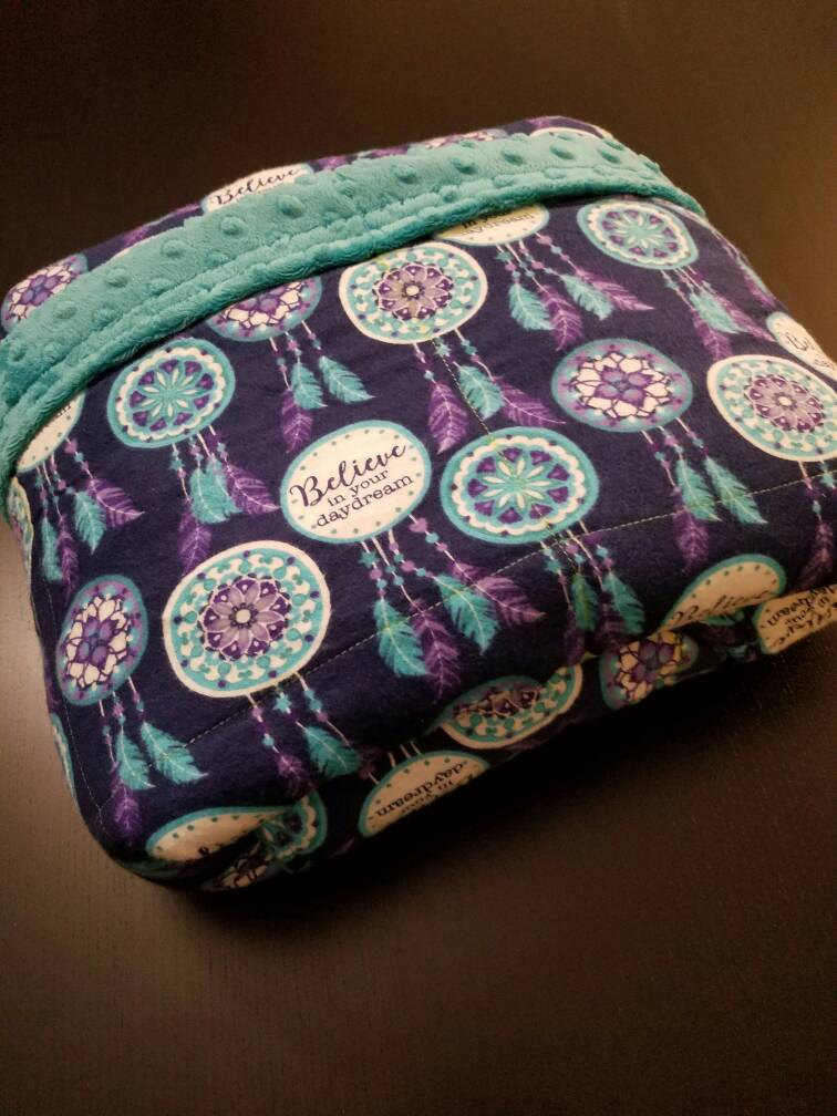 Weighted Blanket, 20 Pound, Dreamcatcher, Teal Minky, 40x70, READY TO