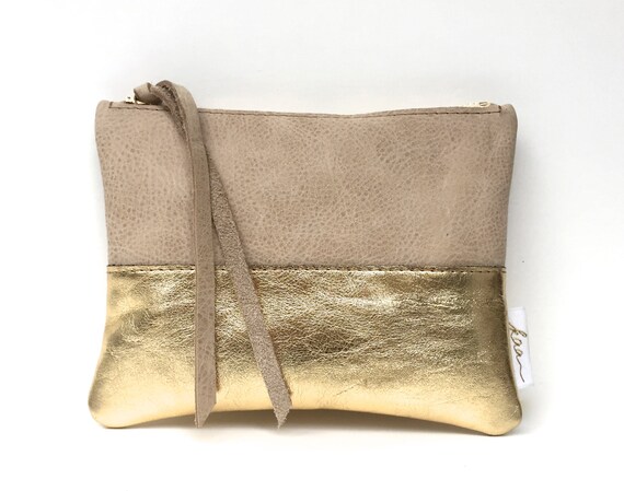 Her Leather Clutch, Bridesmaid Clutch, Adult Daughter Gift, Small Boho Purse, Leather Boho Clutch | Gold Leather Purse or Dinner Bag for Her