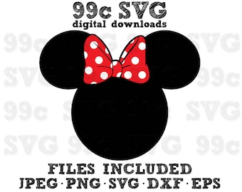 Minnie Mouse Head SVG DXF Png Vector Cut File Cricut Design Silhouette Cameo Vinyl Decal Disney Party Stencil Template Heat Transfer Iron