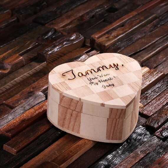 Large Personalized Engraved Light Wood Engagement Gift Heart