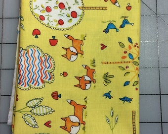 HALF YARD cut of Dena Designs - Fox Playground of Playground in Yellow - PWDF189
