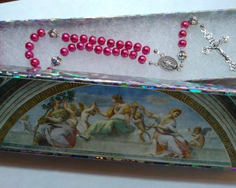 Miraculous Medal Rosary Beads with Decorative Gift Box