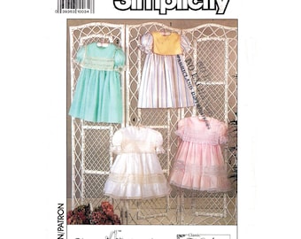 Girls Heirloom Dress Pattern Simplicity 9572 Dress Eyelet Trim Puff Sleeves Oliver Goodin Child Size 3 to 8 Sewing Pattern