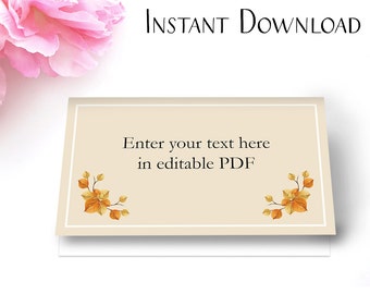 Thanksgiving Place Card Printable | Customized Food Tent Card | INSTANT DOWNLOAD | Folded Card | Edit Yourself |Thanksgiving Decor