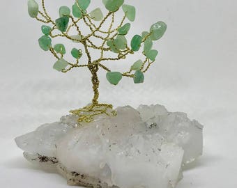 Wire tree sculpture, Tree on crystal, Tree of Life, Gem tree, Crystal tree, Quartz crystal, Tree with crystal base,